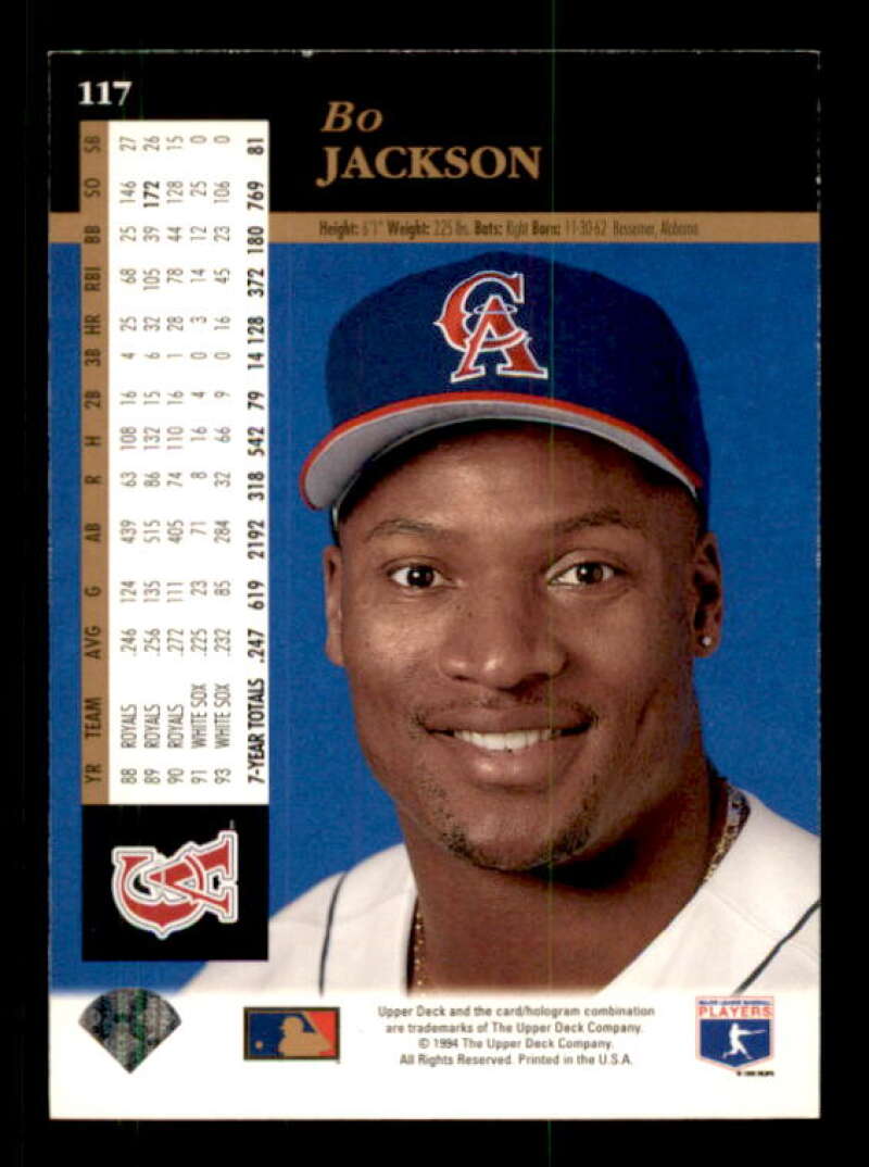 Bo Jackson Card 1994 Upper Deck #117 Image 2