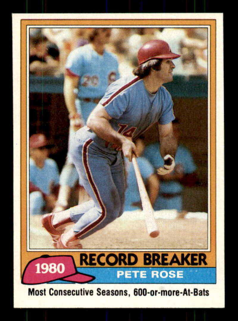 Pete Rose Card 1981 Topps Record Breakers #205 Image 1