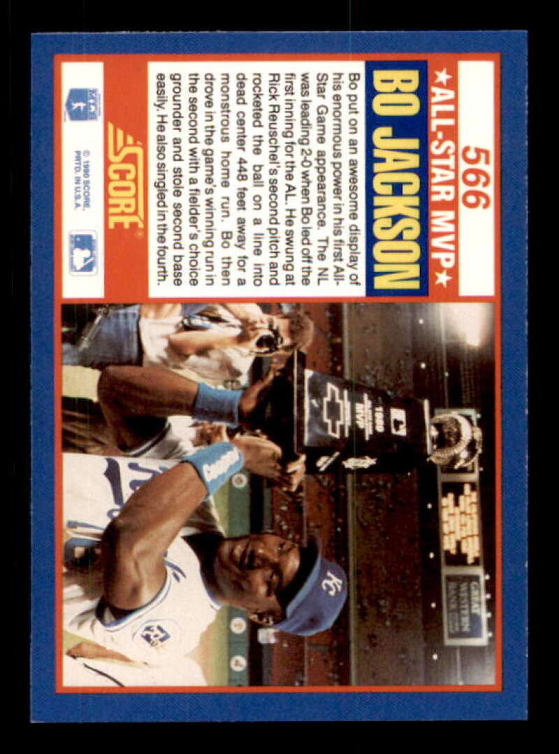 Bo Jackson Card 1990 Score All-Star MVP #566 Image 2