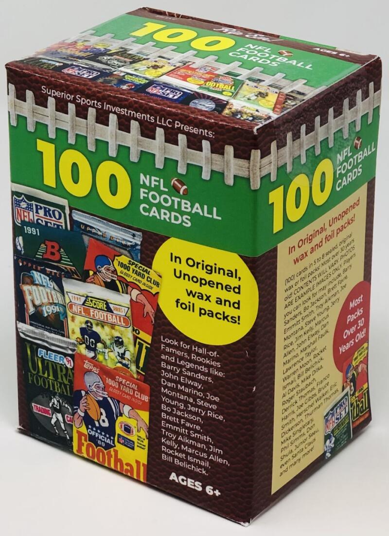 Superior Sports Investments LLC 100 NFL Football Cards in Original Unopened Wax and Foil Packs Blaster Box Image 2