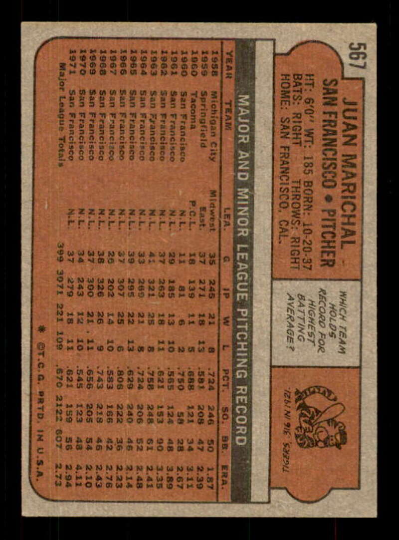 1972 Topps Juan Marichal