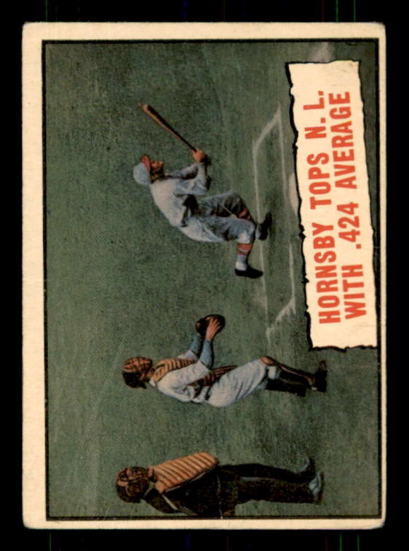 Rogers Hornsby .424 Card 1961 Topps #404 Image 1