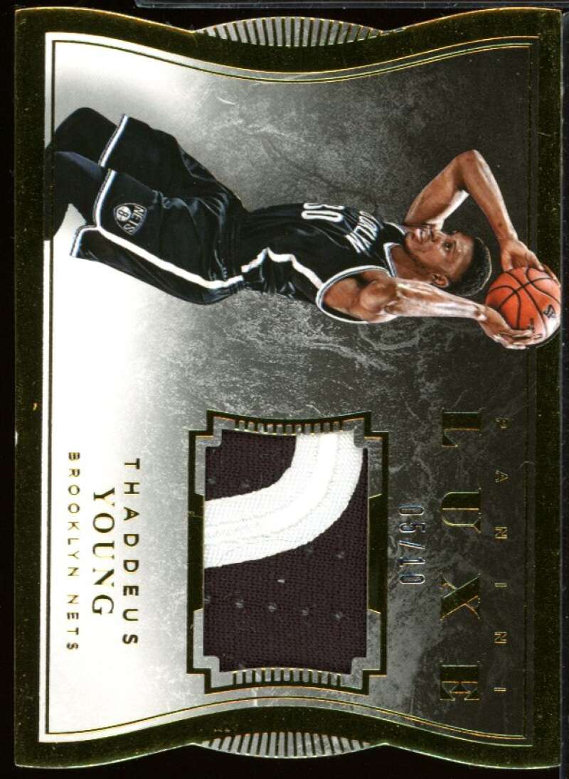 Thaddeus Young Card 2015-16 Panini Luxe Memorabilia Die Cuts Gold #10 /10 Image 1