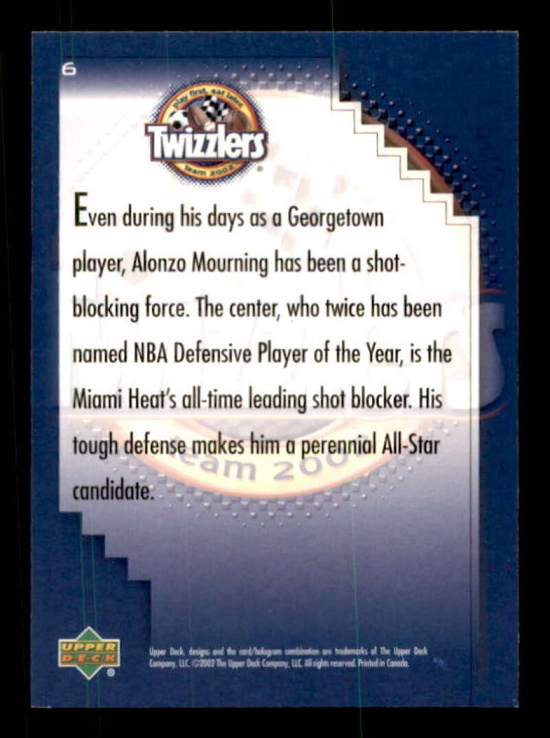 Alonzo Mourning Card 2002 Upper Deck Twizzlers #6 Image 2