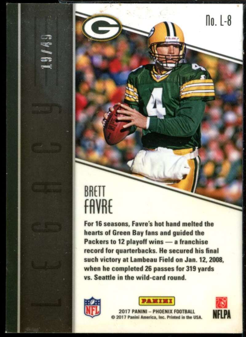 Brett Favre Card 2017 Panini Phoenix Legacy Orange #8 Image 2