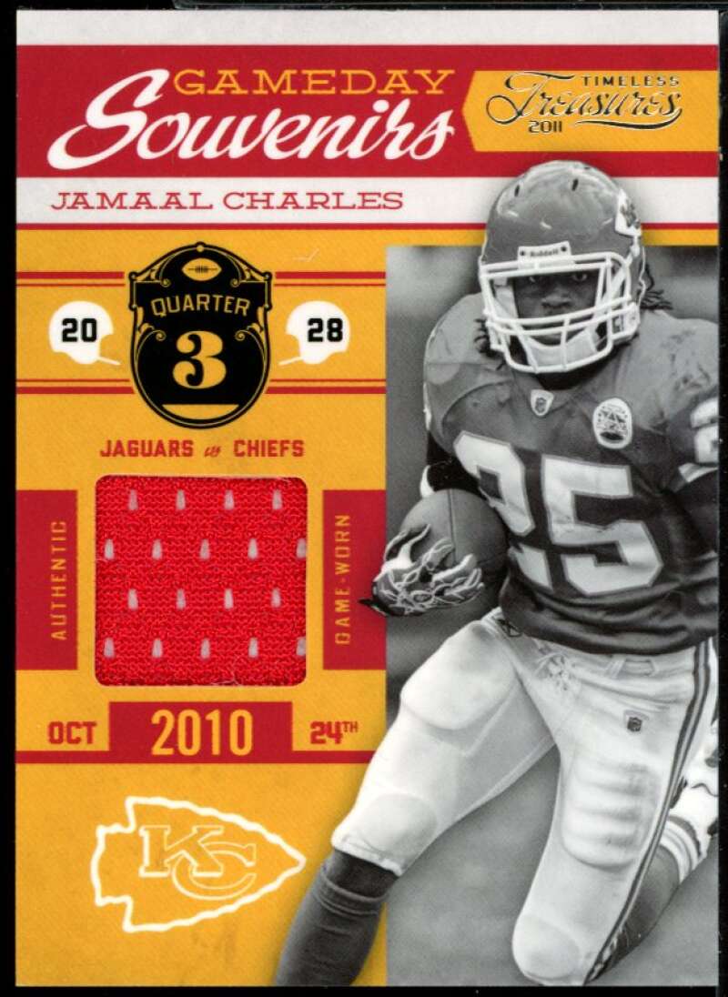 Jamaal Charles Card 2011 Timeless Treasures Game Day Souvenirs 3rd Quarter #21 Image 1