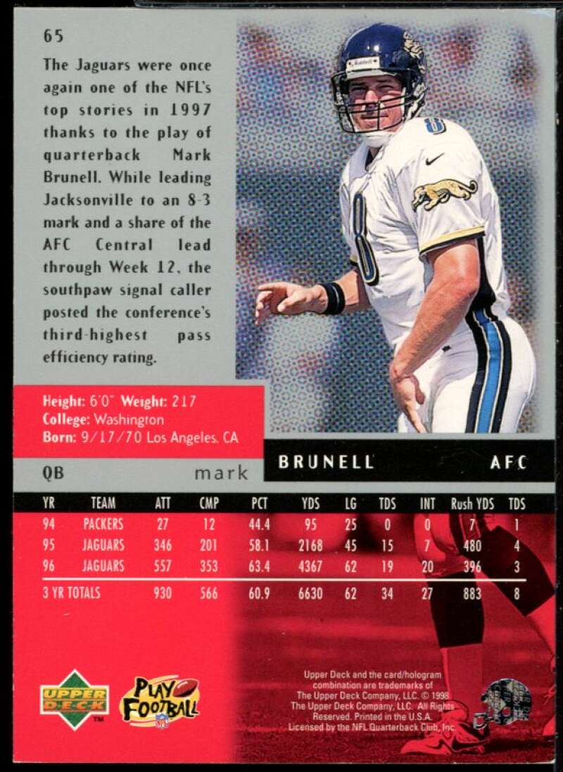 Mark Brunell Card 1998 Black Diamond Triple #65 Image 2