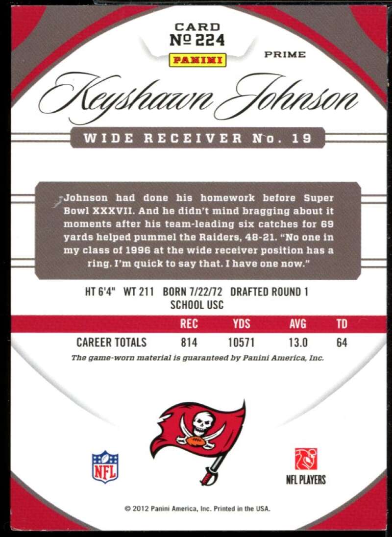 Keyshawn Johnson Card 2012 Certified Mirror Gold Materials #224 /49 Image 2