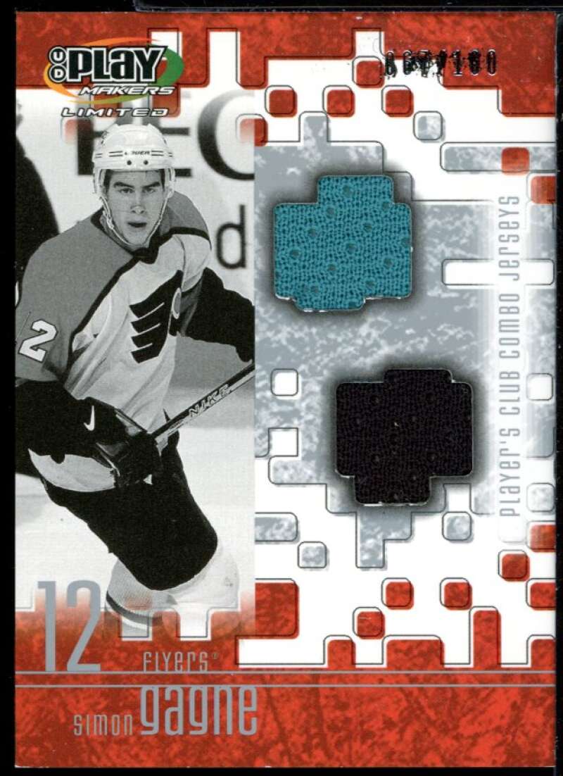 Simon Gagne Card 2001-02 UD Playmakers Combo Jerseys #CJSG Image 1