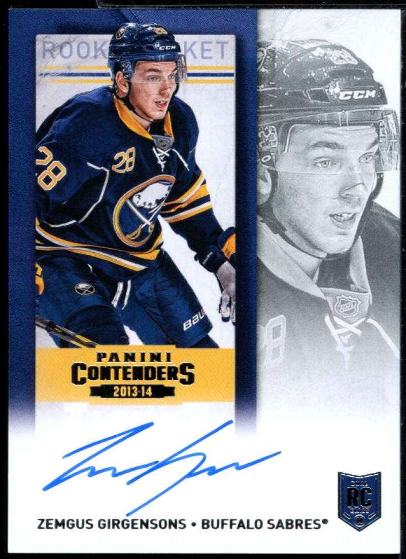 Zemgus Girgensons AU Card 2013-14 Panini Contenders #250A Image 1