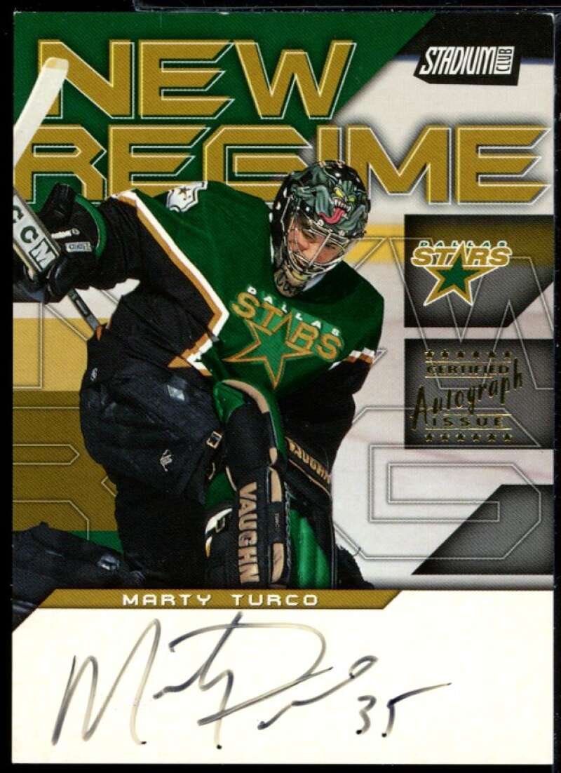 Marty Turco AU Card 2001-02 Stadium Club New Regime #NRAMT Image 1