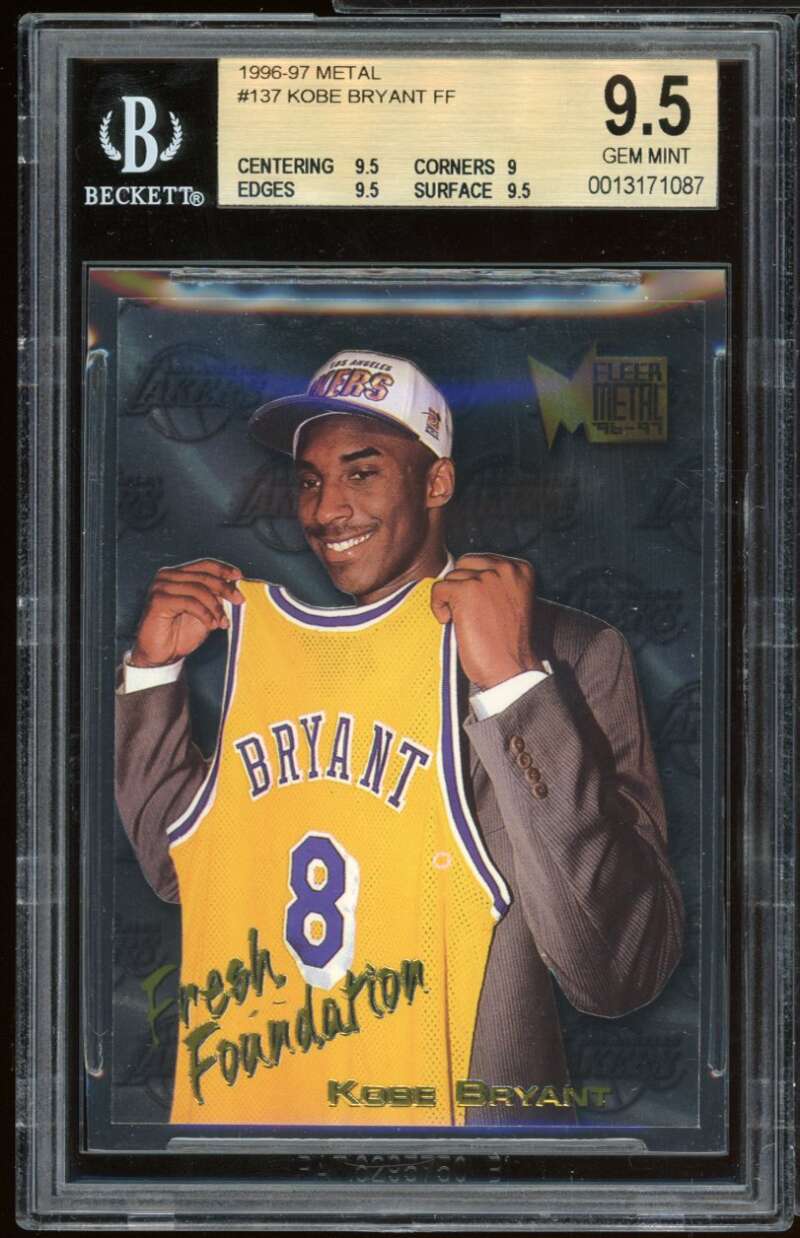 Kobe Bryant Rookie Card 1996-97 Metal #137 BGS 9.5 (9.5 9.5 9.5 9.5) Image 1