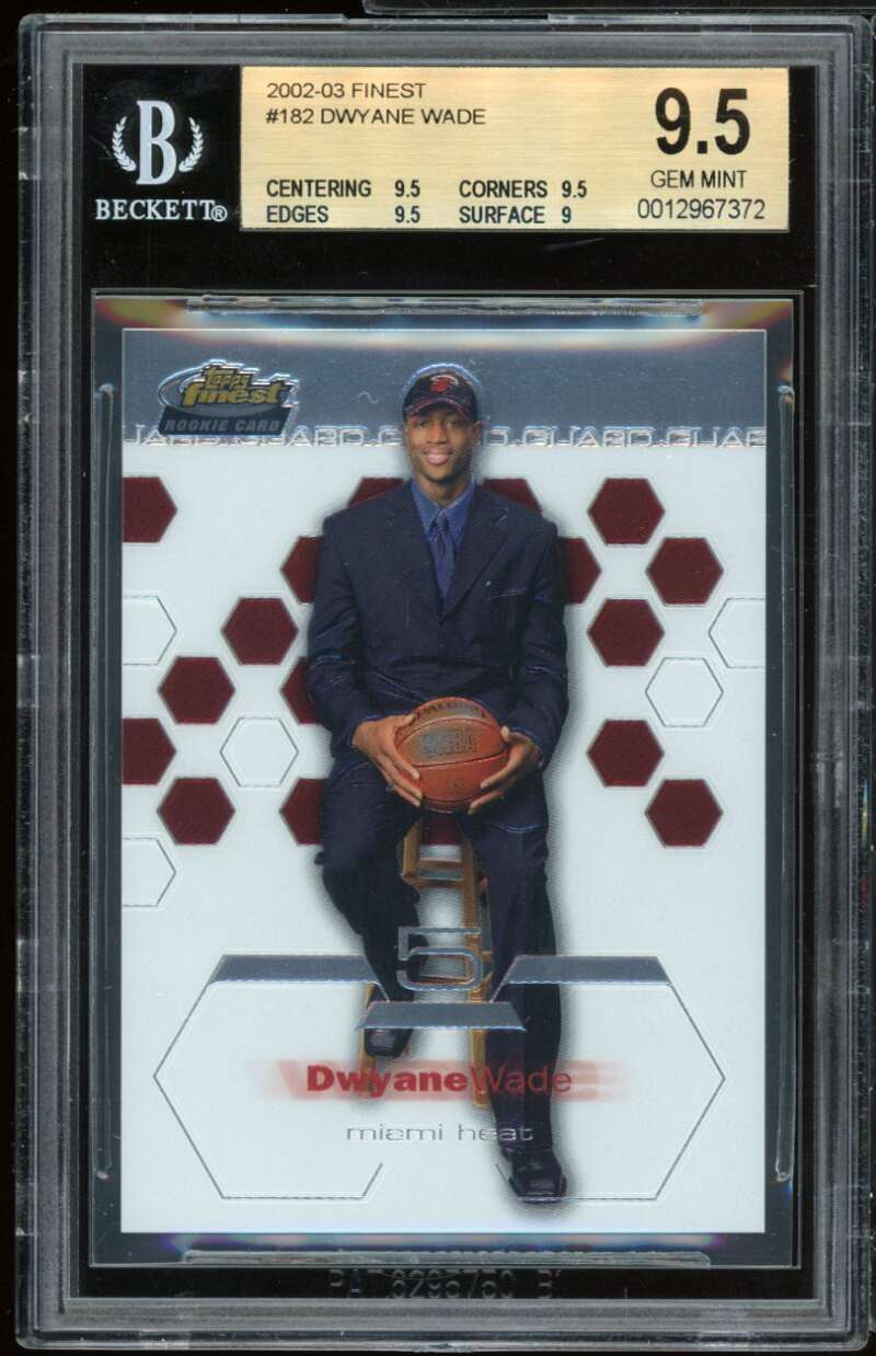 Dwyane Wade Rookie Card 2002-03 Finest #182 BGS 9.5 (9.5 9.5 9.5 9) Image 1