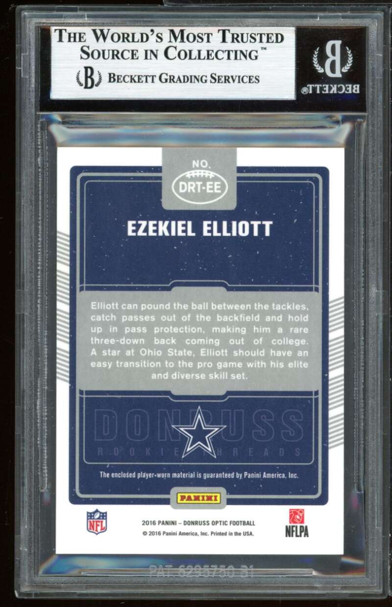 Ezekiel Elliott 2016 Donruss Optic Rookie Threads Blue Green #16 BGS 9 Image 2