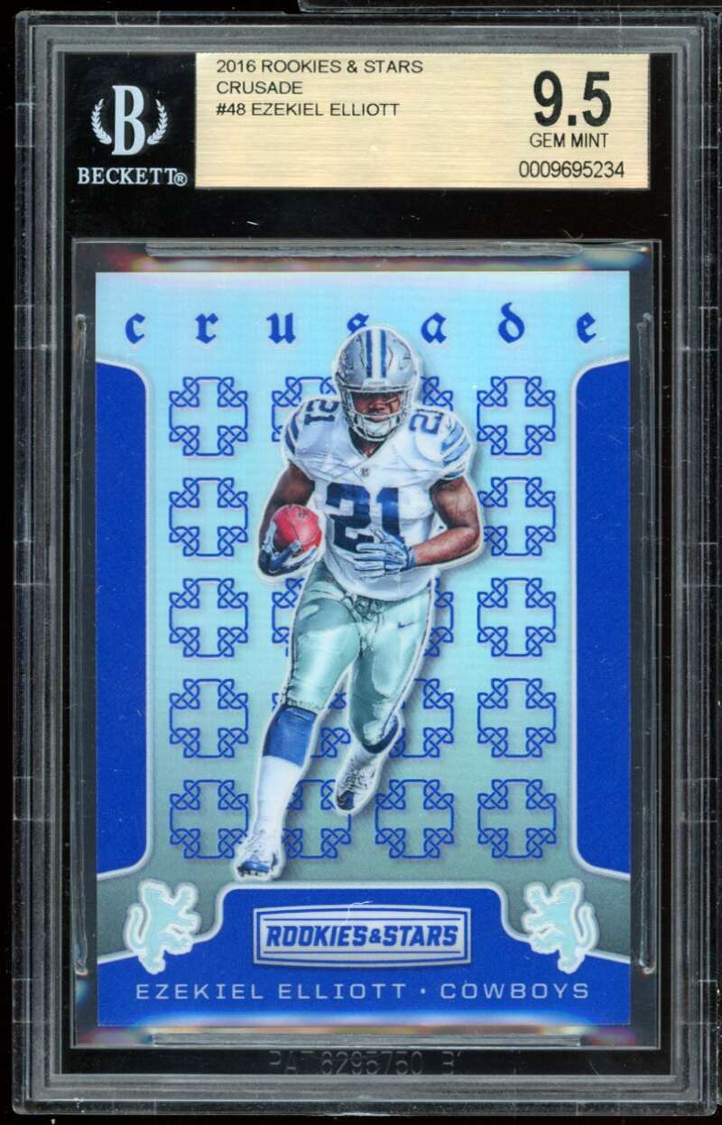 Ezekiel Elliott Rookie Card 2016 Rookies &amp; Stars Crusade #48 BGS 9.5 Image 1