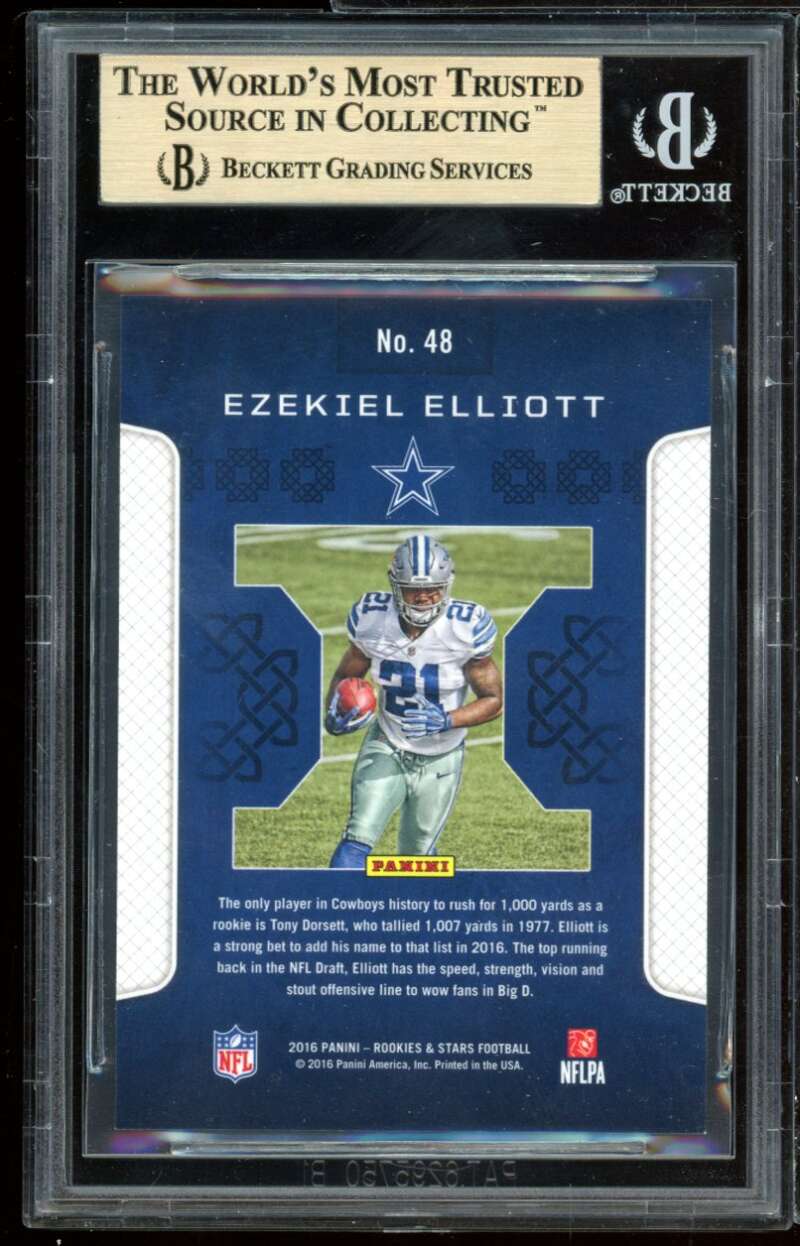 Ezekiel Elliott Rookie Card 2016 Rookies &amp; Stars Crusade #48 BGS 9.5 Image 2