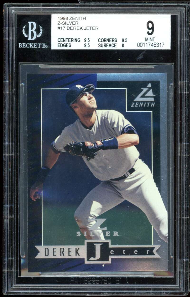 Derek Jeter Card 1998 Zenith Z-Silver #17 (pop 1) BGS 9 (9.5 9.5 9.5 8) Image 1