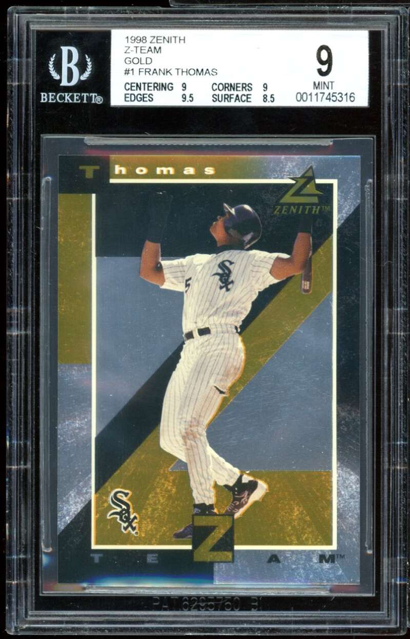 Frank Thomas Card 1998 Zenith Z-Team Gold #1 BGS 9 (9 9 9.5 8.5) Image 1