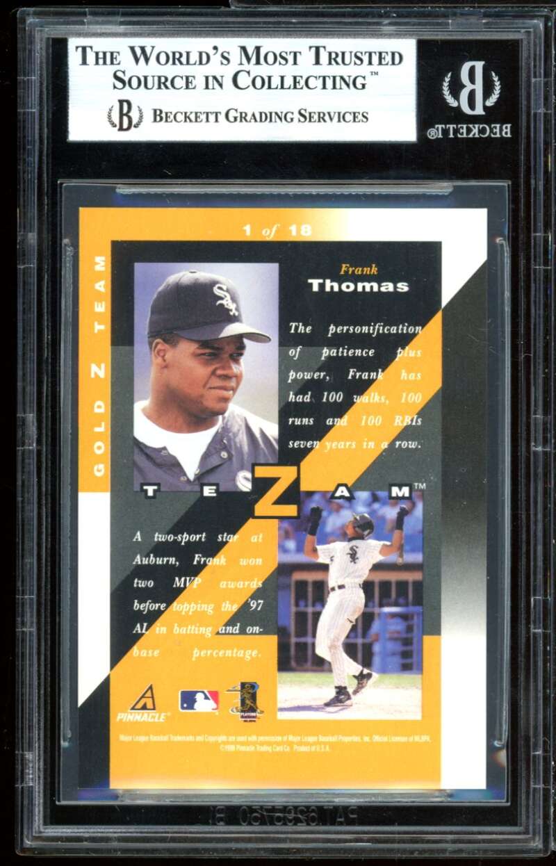 Frank Thomas Card 1998 Zenith Z-Team Gold #1 BGS 9 (9 9 9.5 8.5) Image 2