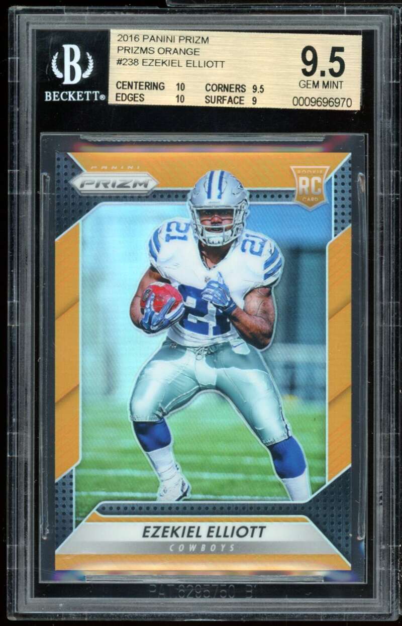 Ezekiel Elliott Rookie Card 2016 Panini Prizms Orange #238 BGS 9.5 (10 9.5 10 9) Image 1