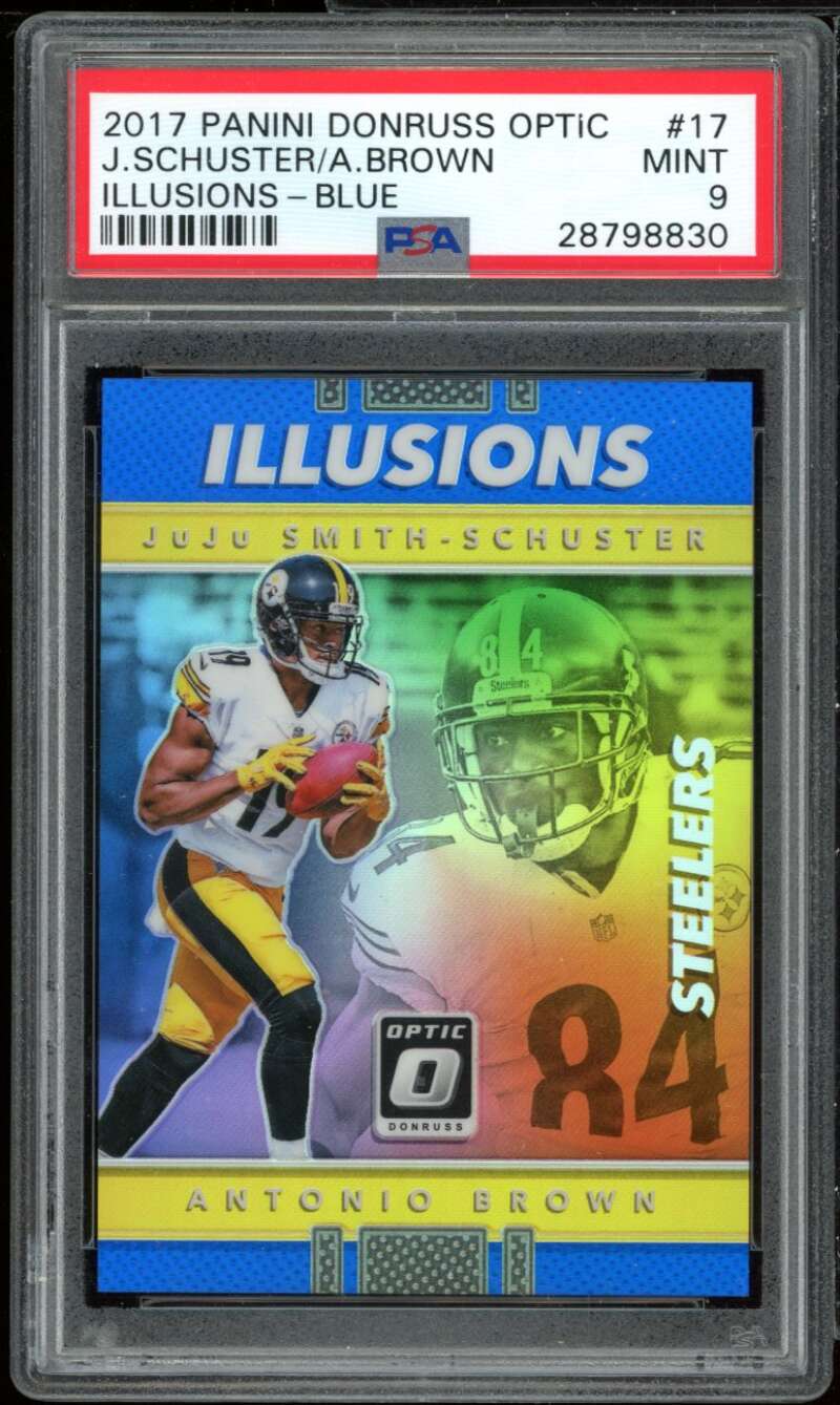 Juju Schuster Rookie Card 2017 Panini Donruss Optic Ilusions Blue #17 PSA 9 Image 1