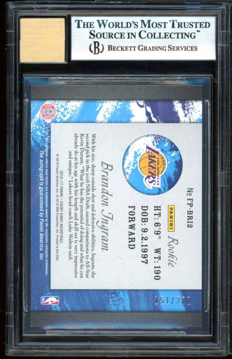 Brandon Ingram Rookie 2016-17 Court Kings FP Autographs Var BGS 9 (9.5 9 9 9) Image 2