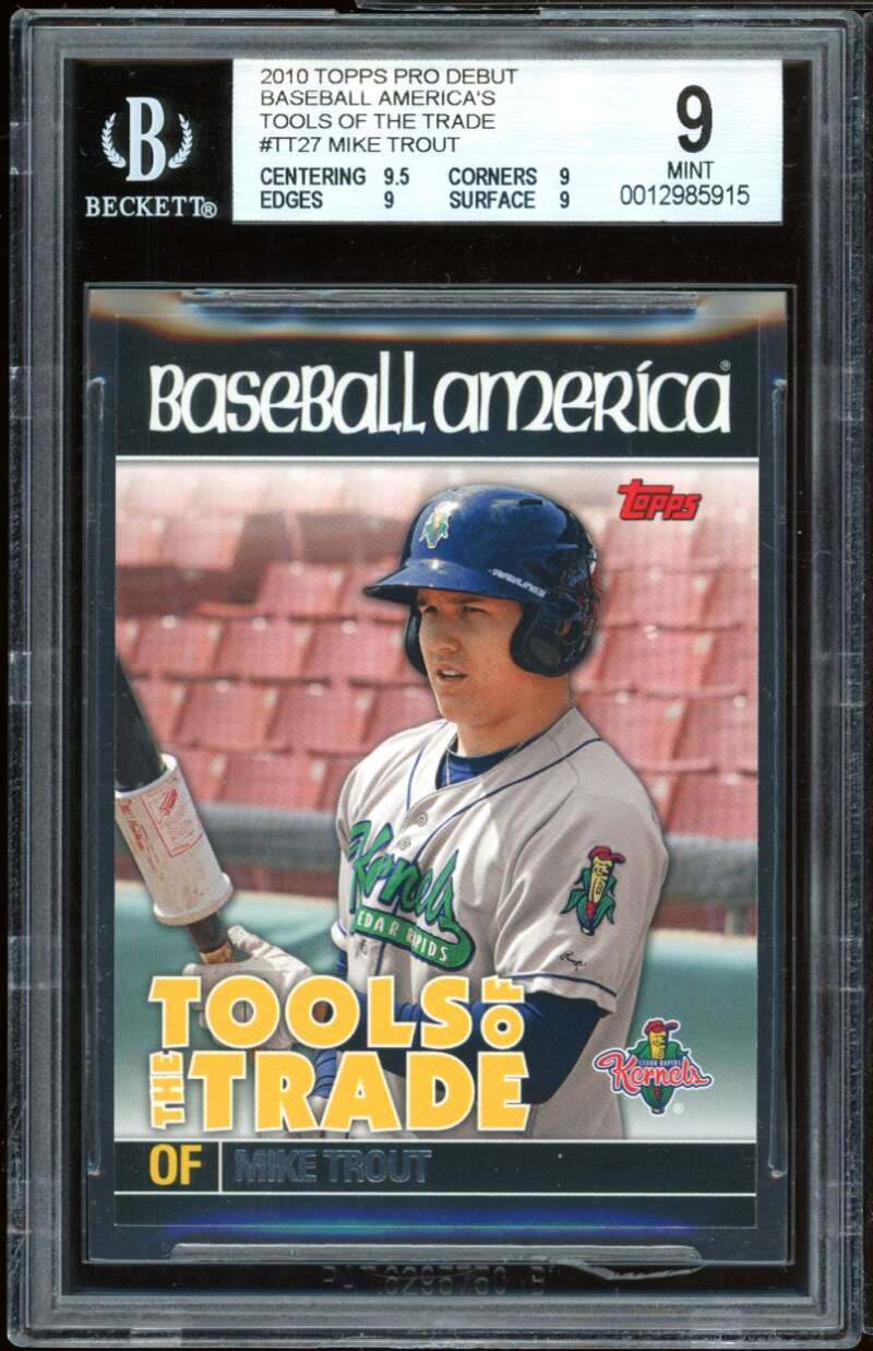 Mike Trout Rookie Card 2010 Topps Pro Debut BA TOTT #tt27 BGS 9 (9.5 9 9 9) Image 1