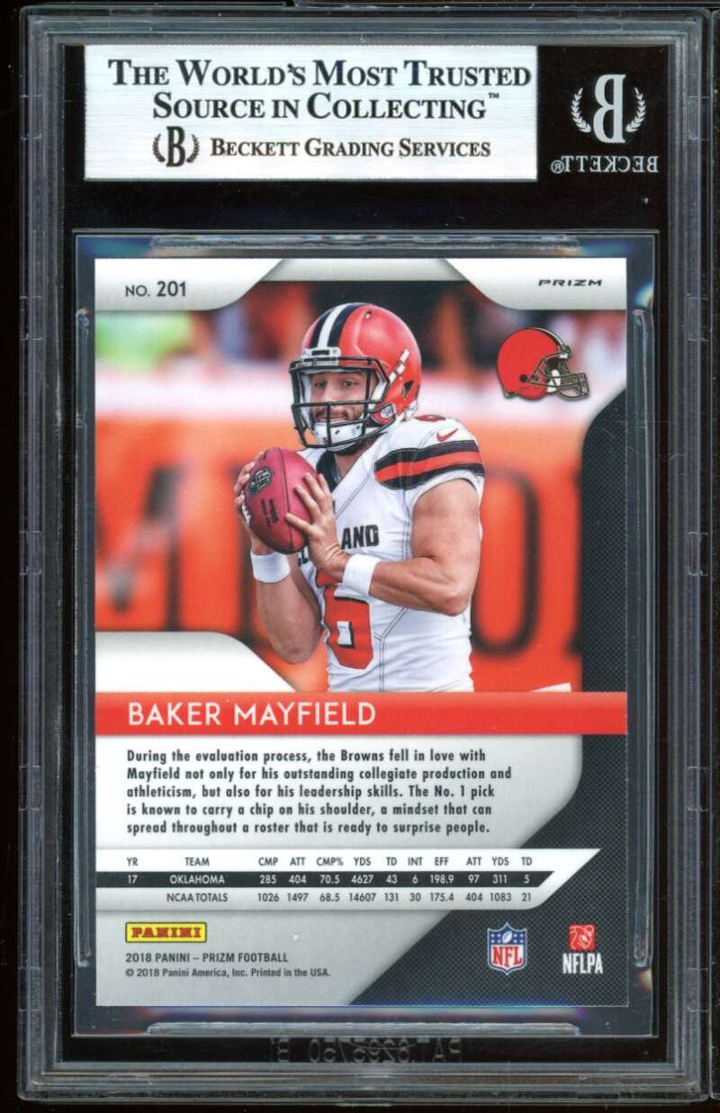 Baker Mayfield Rookie Card 2018 Panini Prizm Prizms Green BGS 9 (10 9 10 8.5) Image 2