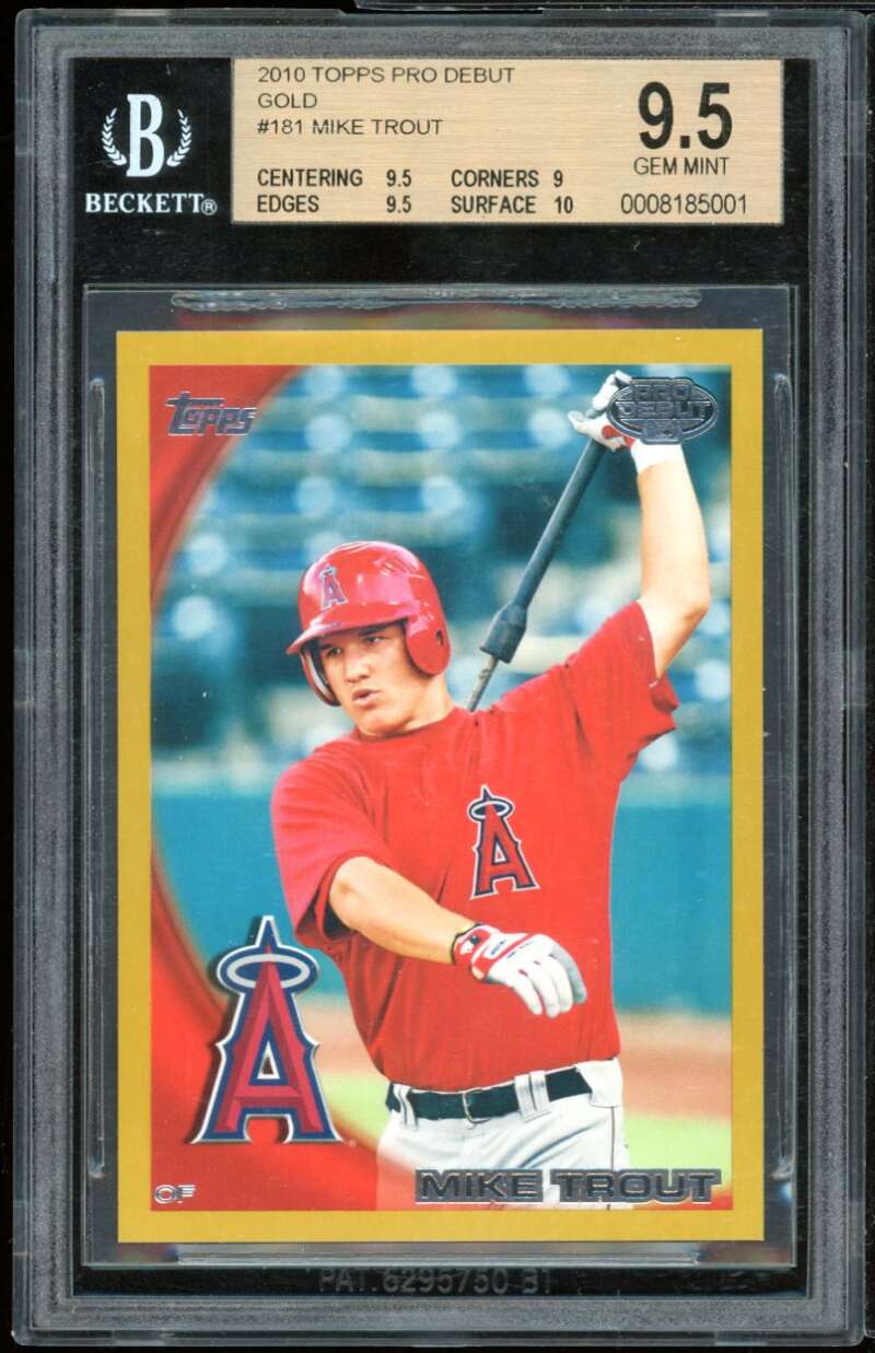 Mike Trout Rookie Card 2010 Topps Pro Debut Gold #181 BGS 9.5 (9.5 9 9.5 10) Image 1