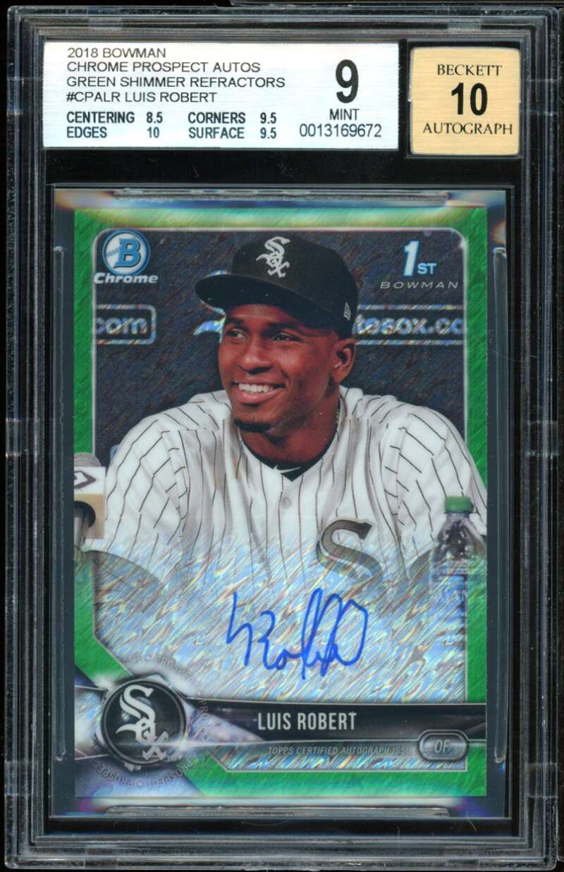 Luis Robert Rookie 2018 Bowman Chrome Prospects Green Shimmer Refractors BGS 9 Image 1