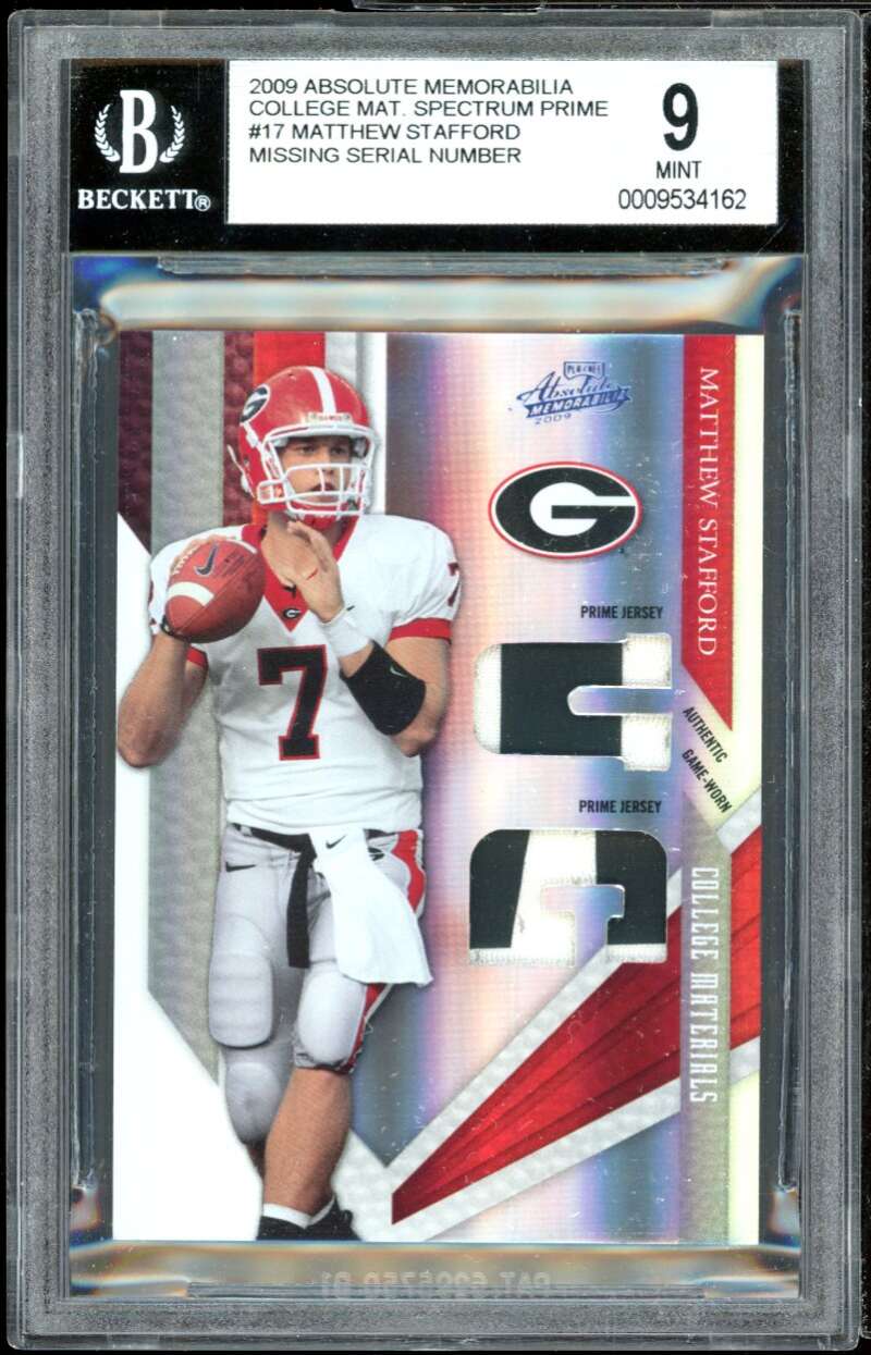 Matthew Stafford Rookie Card 2009 Absolute Memorabilia Spectrum Prime #17 BGS 9 Image 1