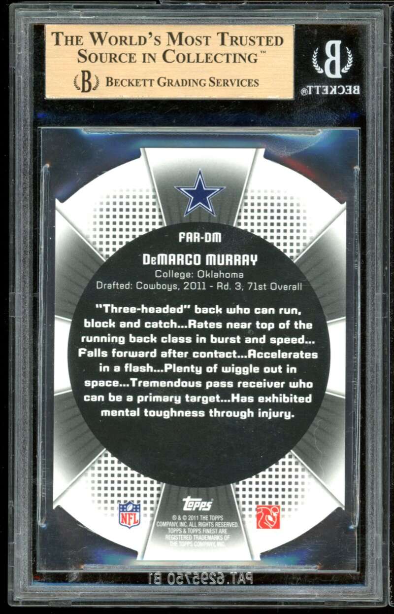 Demarco Murray Rookie 2011 Finest Atomic Rookie #fardm BGS 9.5 (9 9.5 9.5 9.5) Image 2