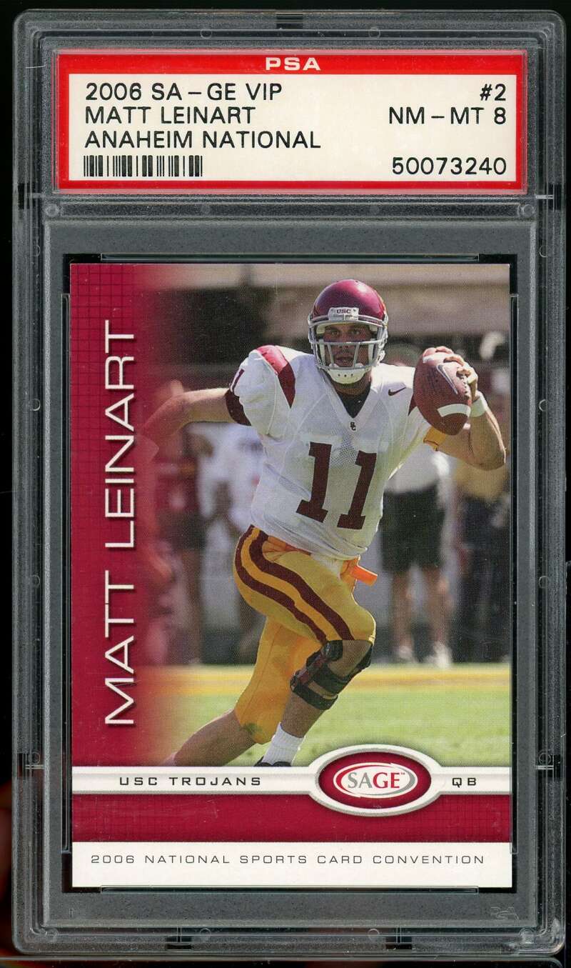 Matt Leinart Rookie Card 2006 Sa-ge Vip Anaheim National #2 PSA 8 Image 1