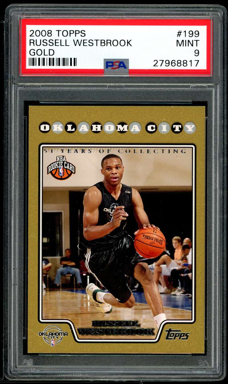 Russell Westbrook Rookie Card 2008-09 Topps Gold #199 PSA 9 Image 1