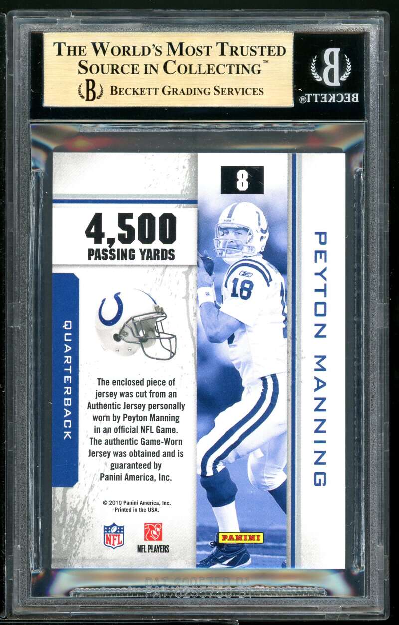 Peyton Manning 2010 Rookies Stars Statistical Standout #8 Peyton Manning BGS 9.5 Image 2