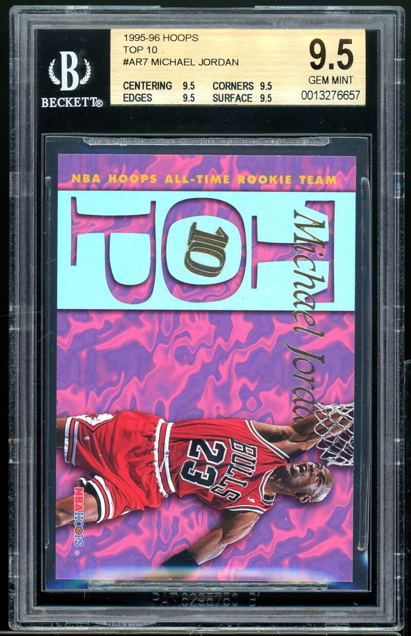 Michael Jordan Card 1995-96 Hoops Top 10 #ar7 BGS 9.5 (9.5 9.5 9.5 9.5) Image 1
