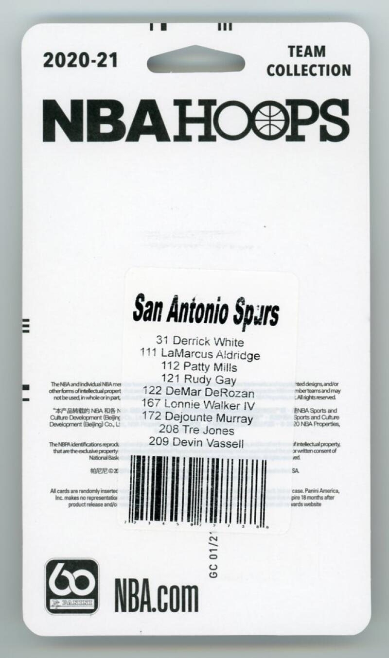2020-21 Panini NBA Hoops San Antonio Spurs Basketball Team Set  Image 2