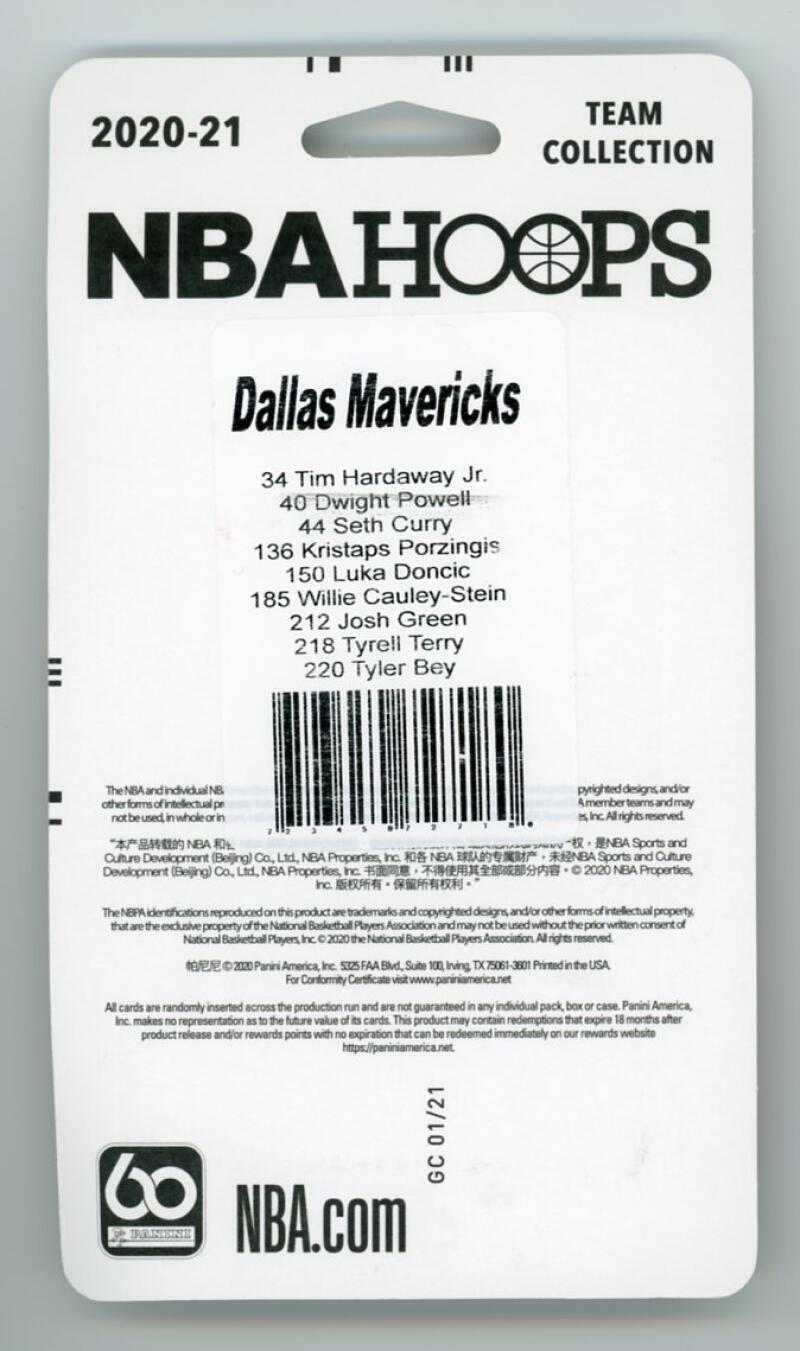 2020-21 Panini NBA Hoops Dallas Mavericks Basketball Team Set  Image 2