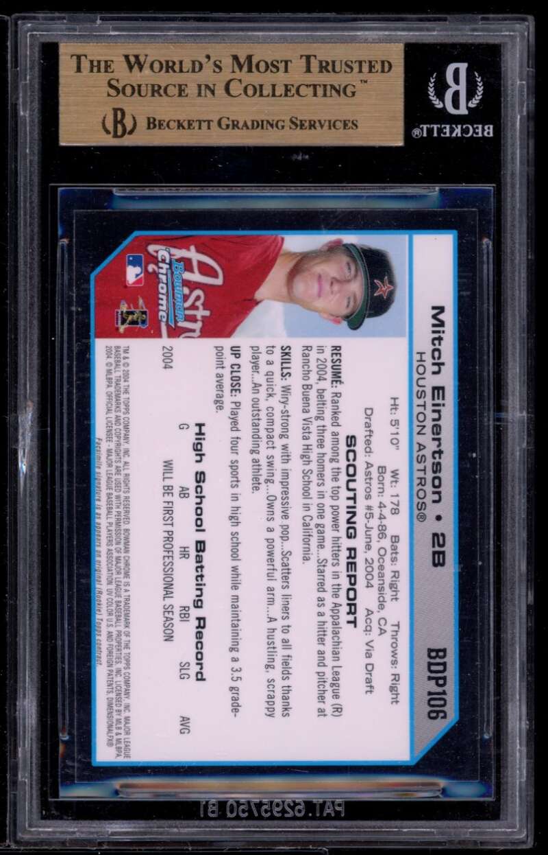 Mitch Einerstson Rookie 2004 Bowman Chrome Draft #106 BGS 9.5 (9.5 9.5 9.5 9) Image 2