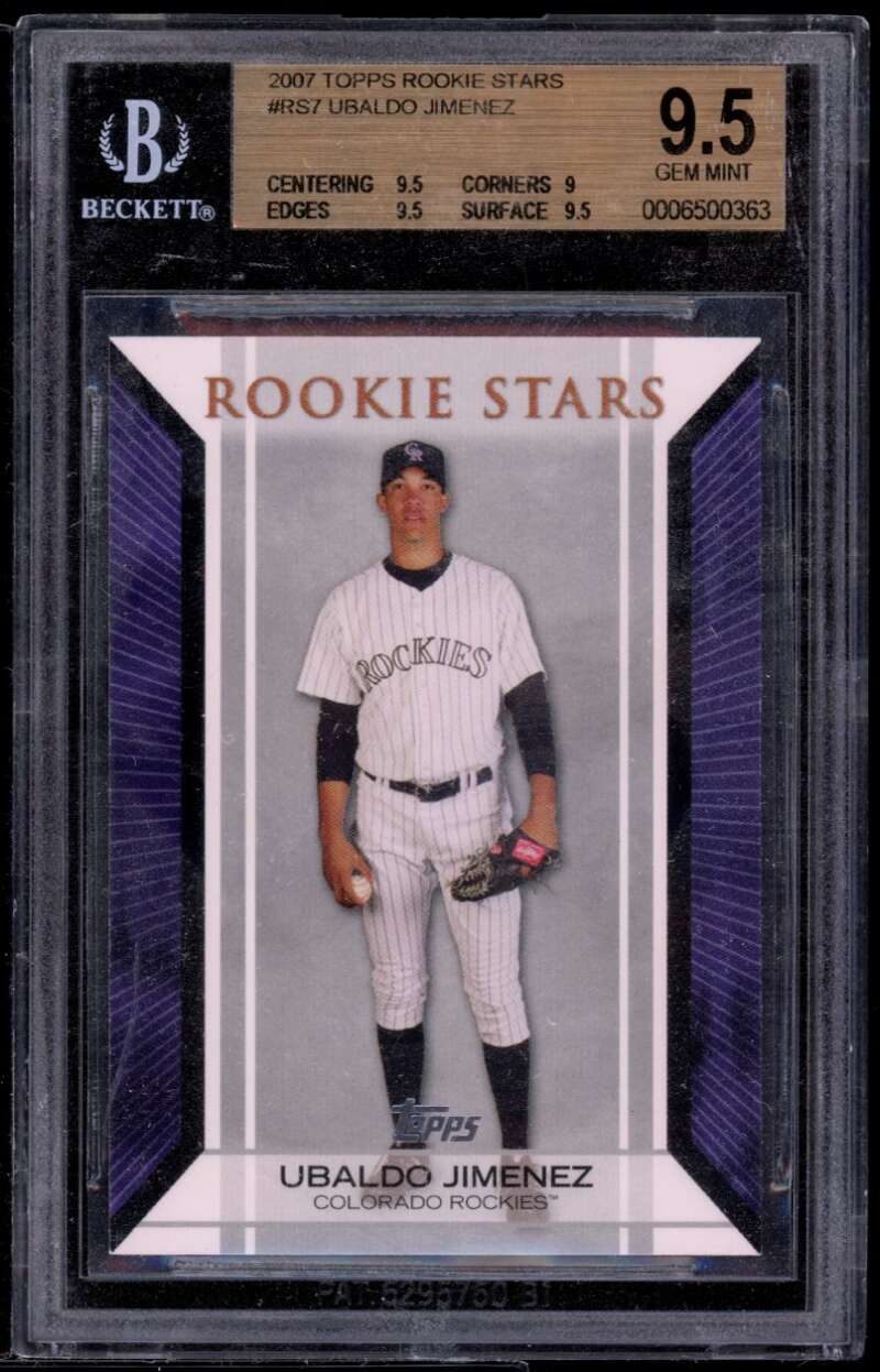 Ubaldo Jiminez Rookie Card 2007 Topps Rookie Stars #rs7 BGS 9.5 (9.5 9 9.5 9.5) Image 1