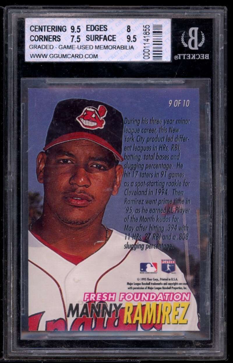 Manny Ramirez Card 1996 Ultra Fresh Foundations Bat #9 BGS 8 (9.5 8 7.5 9.5) Image 2