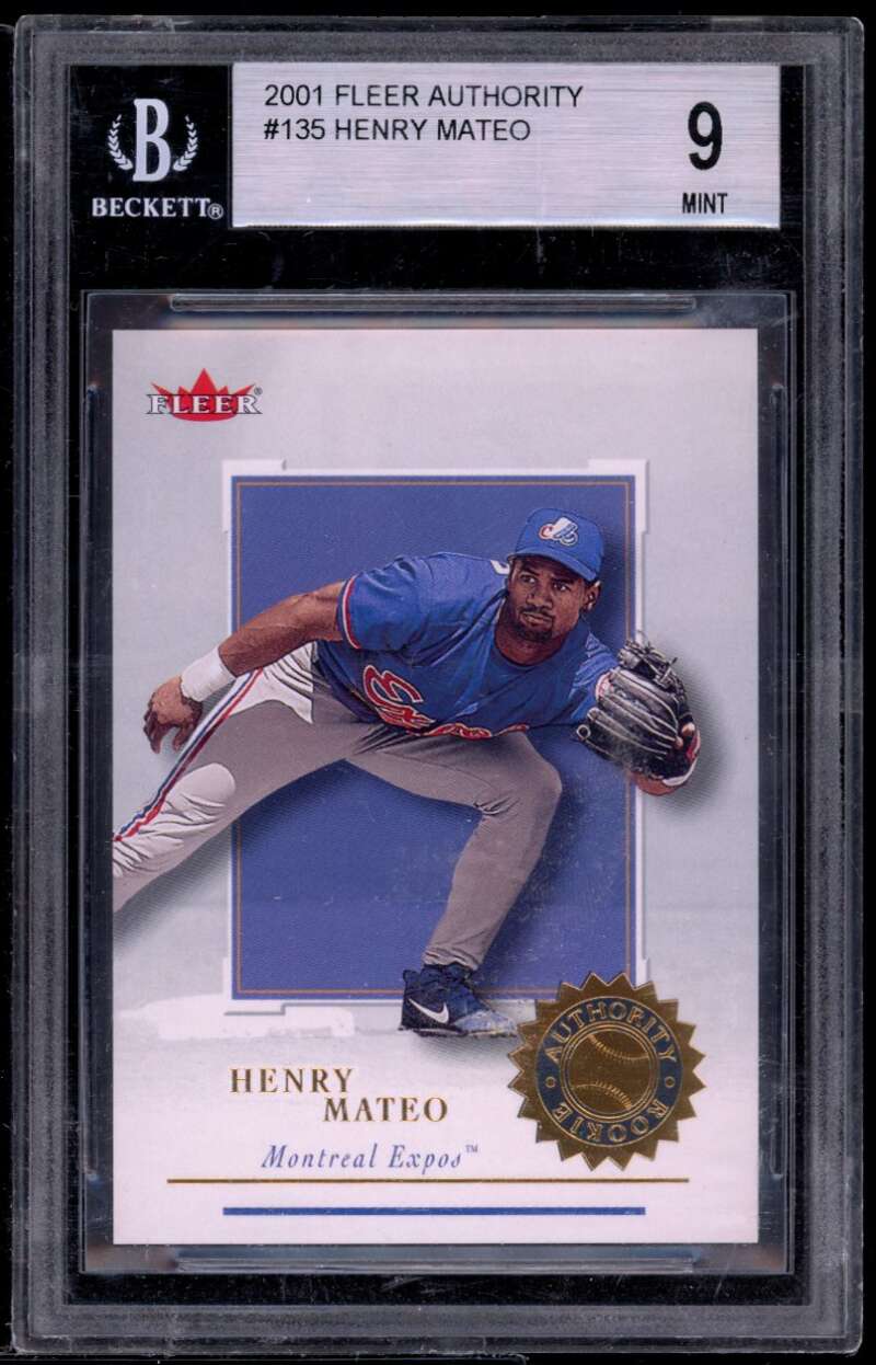 Henry Mateo Rookie Card 2001 Fleer Authority #135 BGS 9 (9.5 9 9 9) Image 1