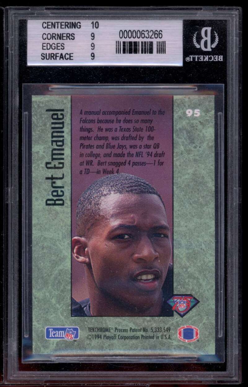 Bert Emanuel Rookie Card 1994 Playoff Contenders #95 BGS 9 (10 9 9 9) Image 2