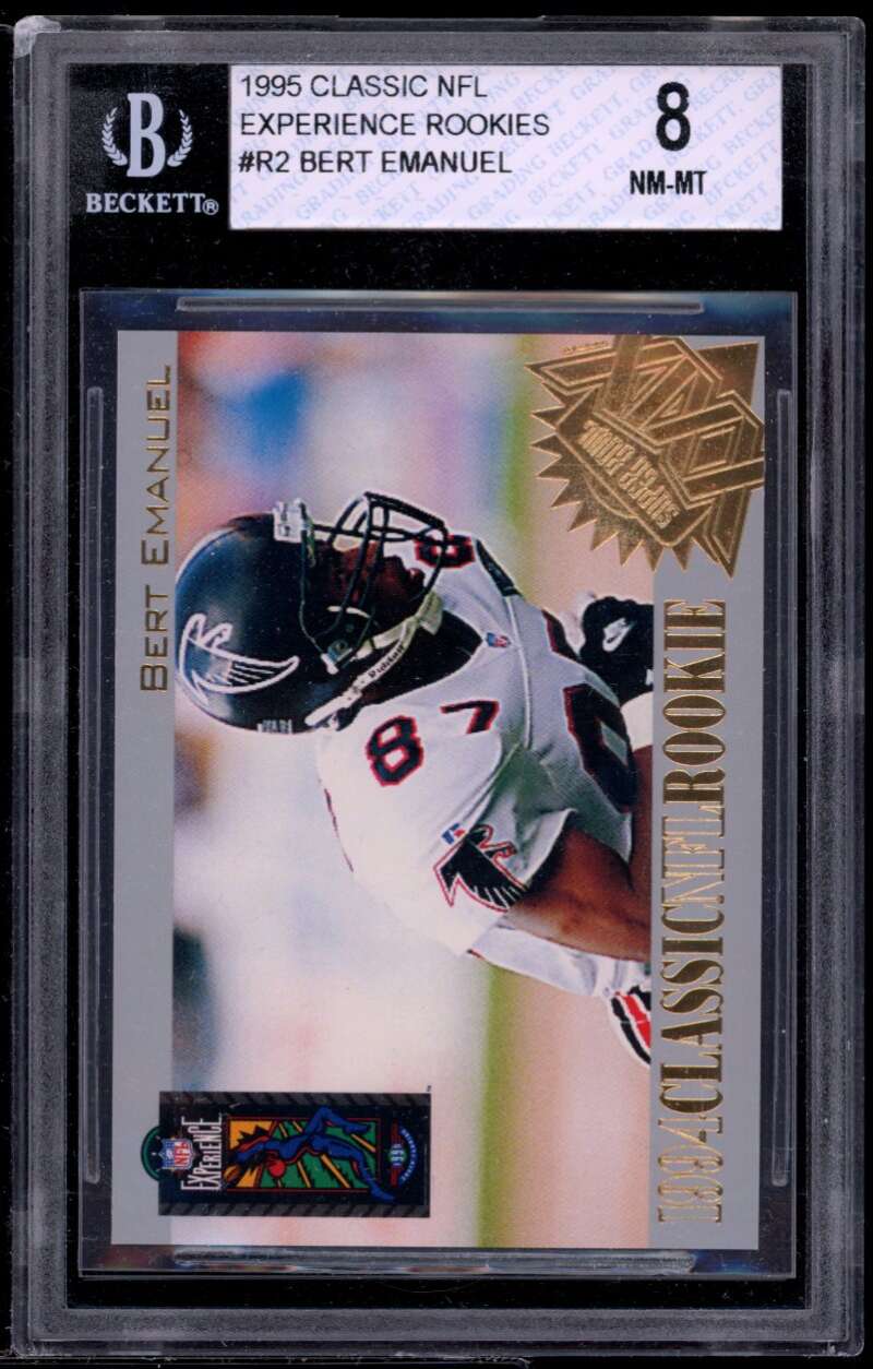 Bert Emanuel Card 1995 Classic NFL Experience Rookies #2 BGS 8 (9.5 8 7.5 9) Image 1