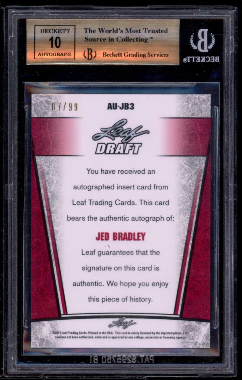 Jed Bradley Rookie Card 2011 Leaf Metal Draft #jb3 BGS 9.5 (9.5 10 10 9) Image 2