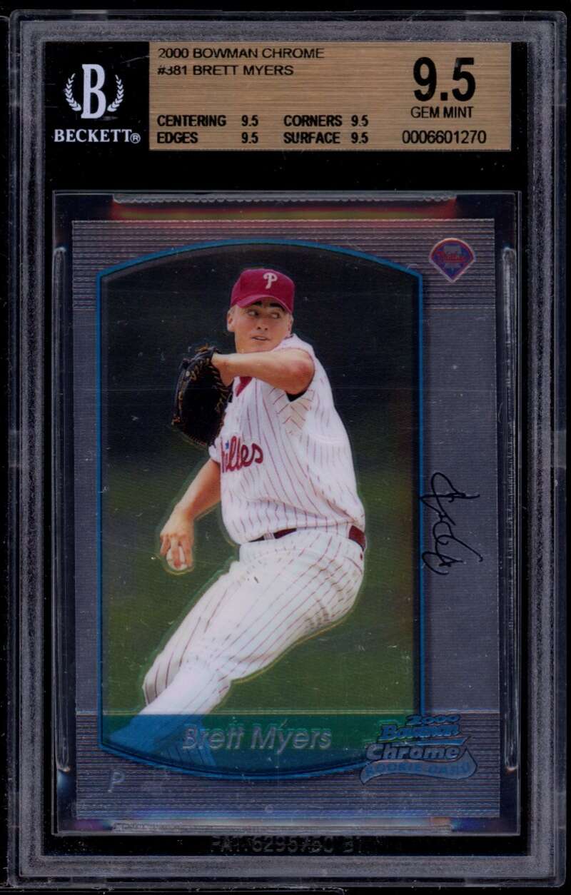 Brett Myers Rookie Card 2000 Bowman Chrome #381 BGS 9.5 (9.5 9.5 9.5 9.5) Image 1