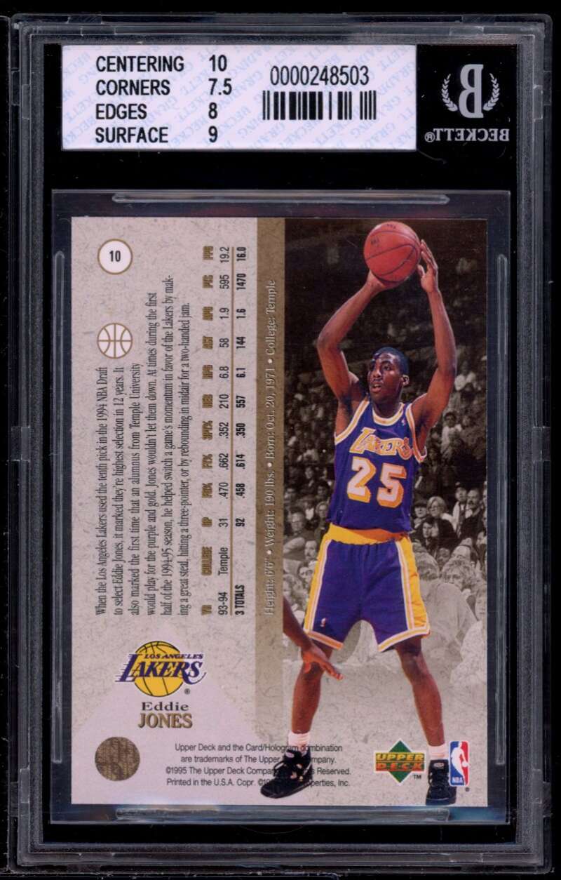 Eddie Jones Rookie Card 1994-95 SP #10 BGS 8 (10 7.5 8 9) Image 2