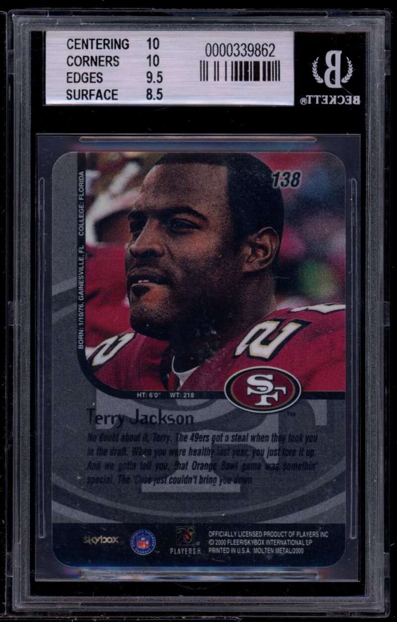 Terry Jackson Rookie Card 1999 Skybox Molten Metal #138 BGS 9 (10 10 9.5 8.5) Image 2