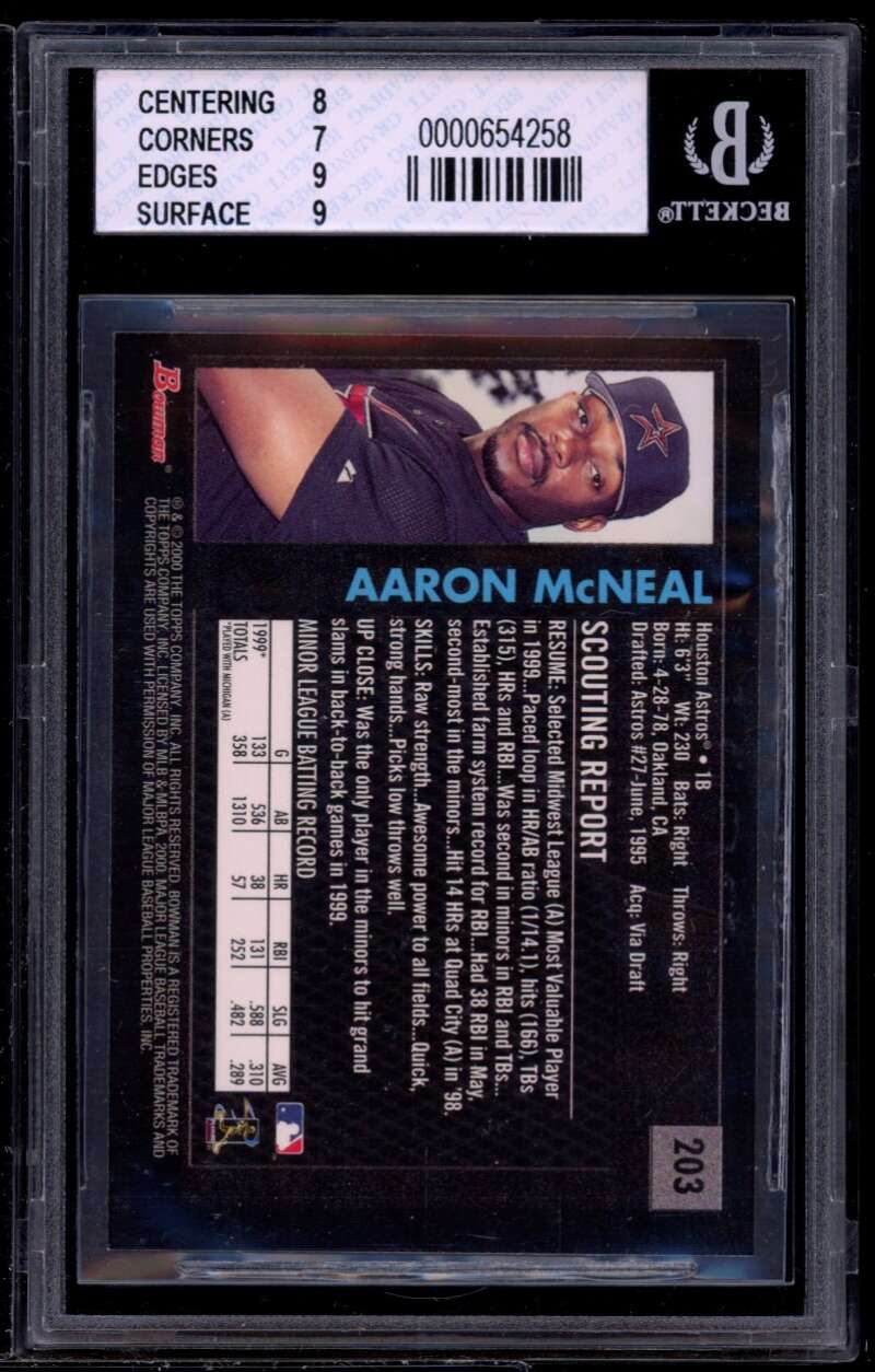 Aaron Mcneal Rookie Card 2000 Bowman Retro/Future #203 BGS 7.5 (8 7 9 9) Image 2