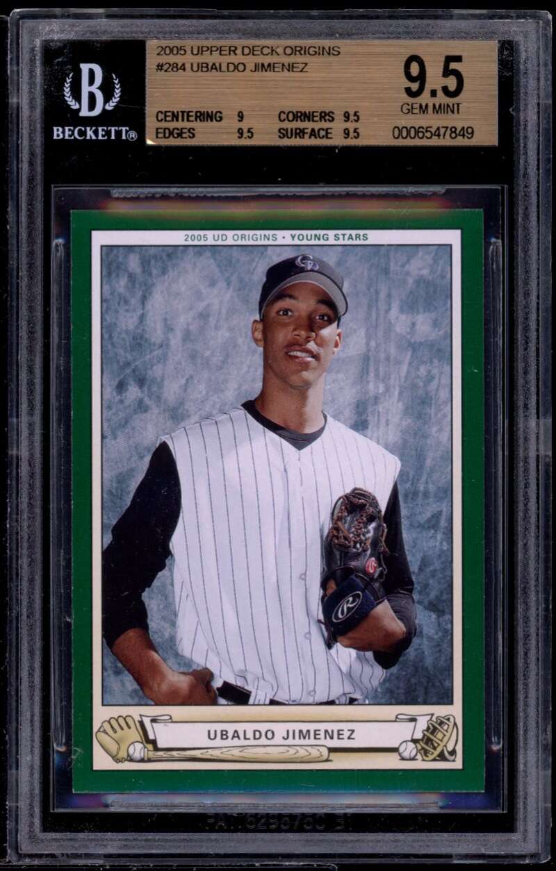 Ubaldo Jimenez Rookie Card 2005 Upper Deck Origins #284 BGS 9.5 (9 9.5 9.5 9.5) Image 1